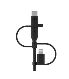 کابل شارژ 1 به 3 Micro-USB و USB-C ، لایتنینگ USB-A بلکین مدل CAC001bt1MBK