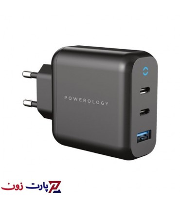 Powerology 3 Output 65W GaN Charger with Quick PD Charge